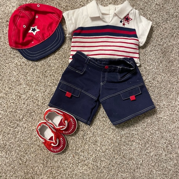 American Girl Bitty Twins Red & Blue Patriotic Outfits Boy - Picture 1 of 2